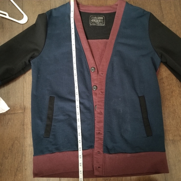Navy and magenta colourblock cardigan - Picture 4 of 6